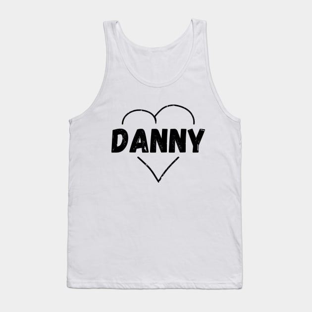 Danny Name Inside Vintage Heart, Danny for Valentines Day Tank Top by Liquids